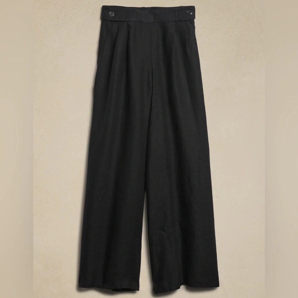 NWOT! Banana Republic Black Lina Linen Wide-Leg Pant - Multiple Sizes💛 - Picture 4 of 4